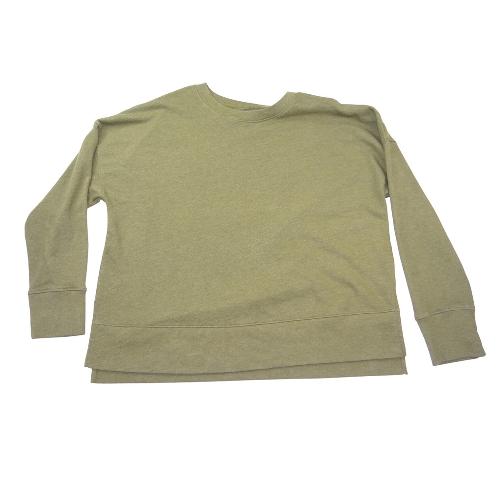 Time and Tru Womens XL Olive Green Heathered Crew Neck Sweatshirt‎ High Low Hem